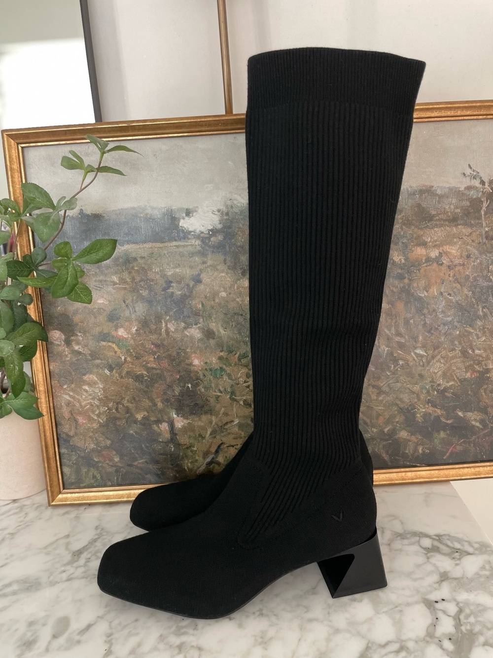 Vivaia Rebecca Pro Knee High Wool Tall Boots Black‎ 9.5 Square Toe
